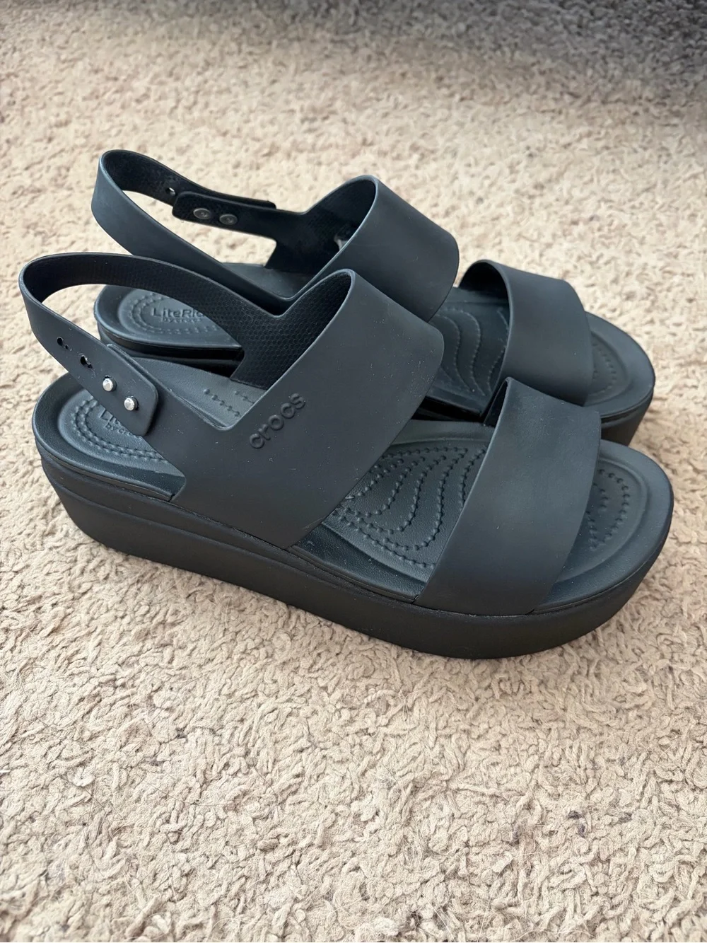 CROCS Black Platform Slingback Sandals